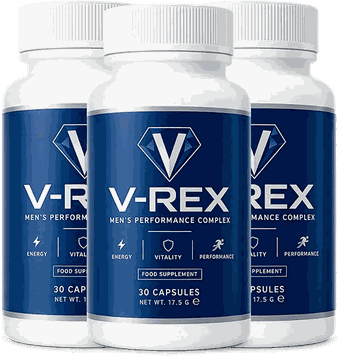 V-Rex Male Enhancement Capsules – three bottles of the men's performance complex, 30 capsules each